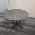 42" Grey Walnut Round Office Table w/ Black Base